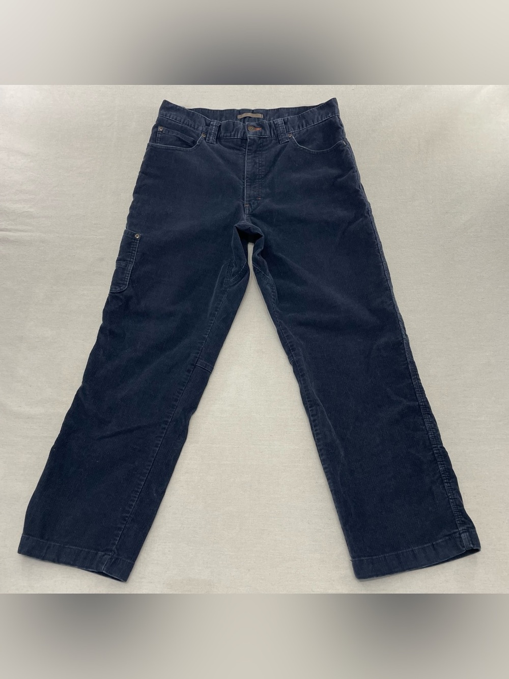 LL Bean Corduroy Cargo Pants Men's 33x29 Blue Navy 29647 Utility Carpenter